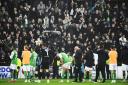 Hibs applaud the fans at full-time
