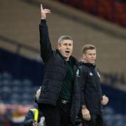 Nick Montgomery issues instructions from the sidelines at Hampden